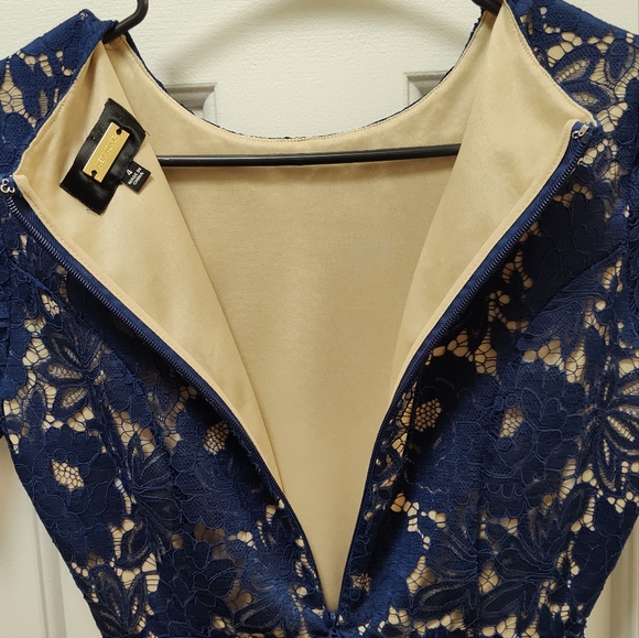 Alexia Admor Navy/Nude Short Sleeve Delora Dress Size 4 - Picture 7 of 9